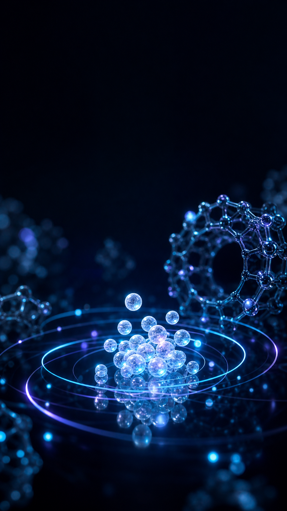 Glowing Cyclo-Orb delivery scene with luminous freeze-dried orbs and molecular rings